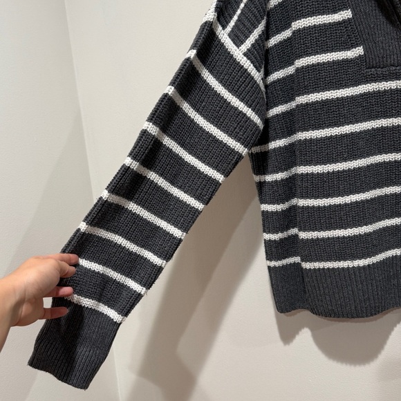 New Faherty Women Mariner Stripe Quarter Zip Sweater XL Chunky Knit Cozy Striped - Picture 6 of 13